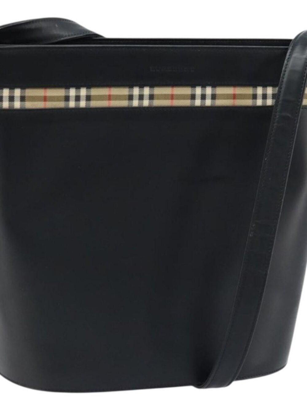 BURBERRY Nova Check Shoulder Bag Leather Black Silver Auth ep13572 - Picture 8 of 15